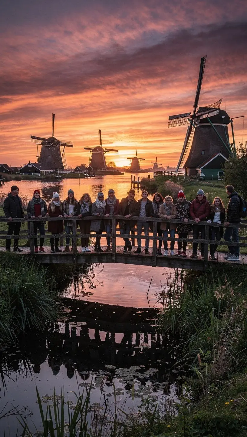 Groep bezoekers die genieten van een educatieve demonstratie over het malen van graan in een molen.